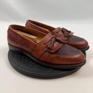 Allen Edmonds Cody Brown Leather Woven Tassel Kiltie Loafers Mens 9 D 1849
